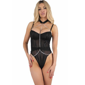 Dessous-Set Melisenda Bademantel + Hemd + String Schwarz S Modell 4