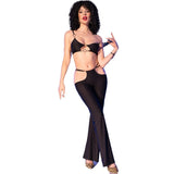 Dessous-Set Schwarzes Top und Leggings-Set mit Goldenen Accessoires M