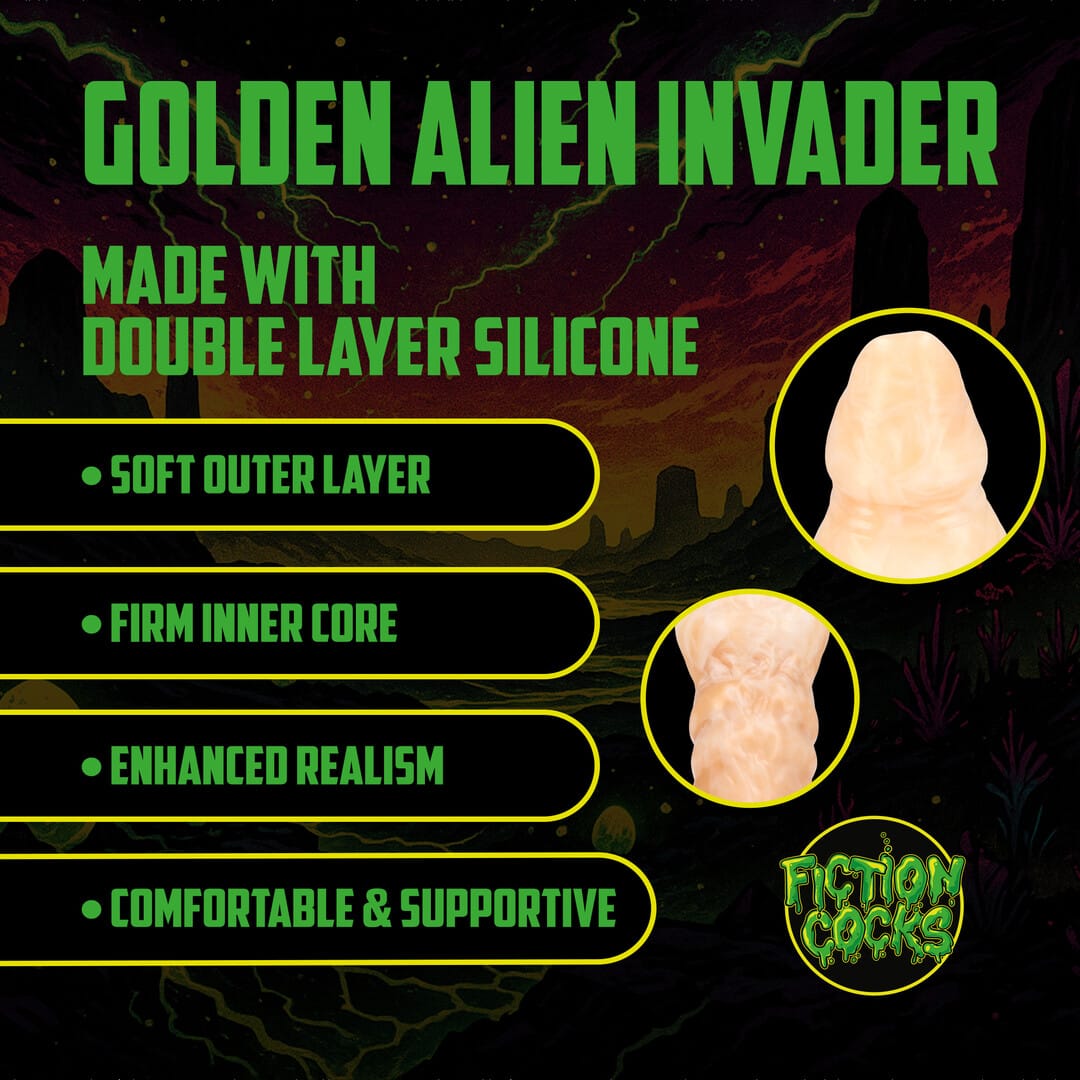 Dildo Alien Invader aus Silikon Gold 22 x Ø 5,5 cm – Ansicht 3