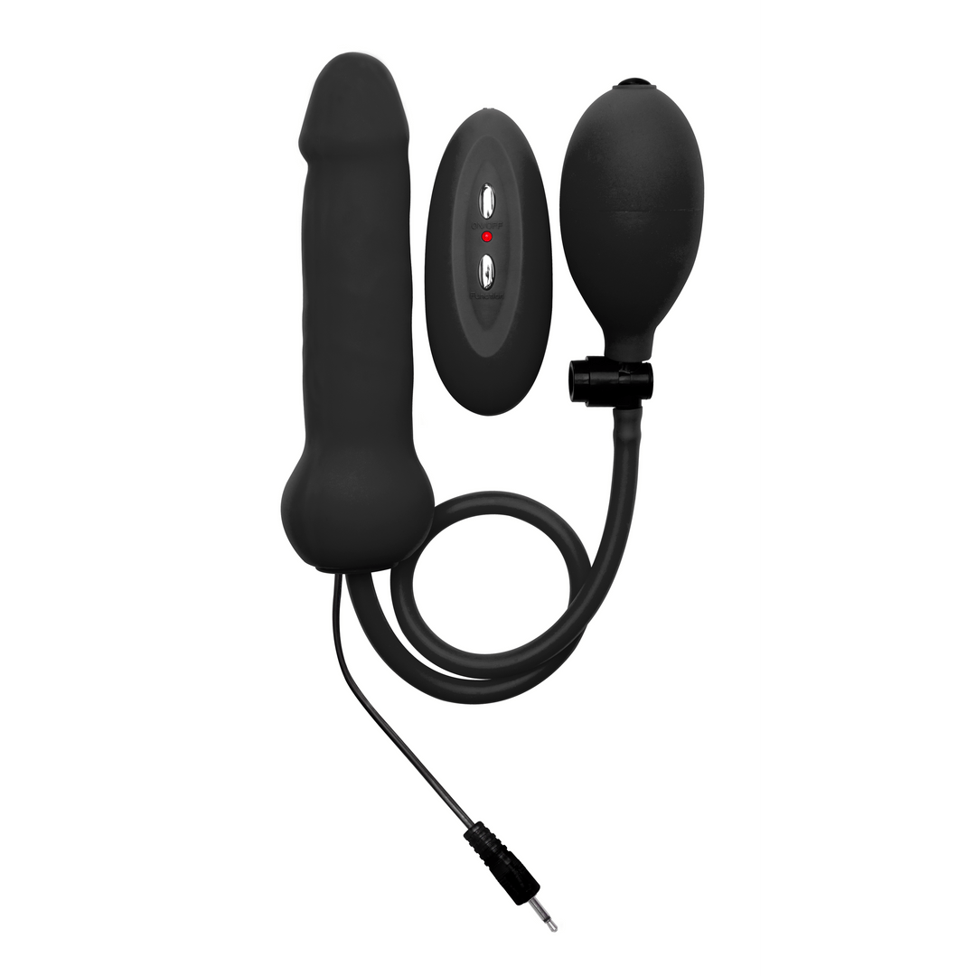 Dildo Ouch aufblasbar mit Vibration aus Silikon Schwarz Ø 4,6 cm