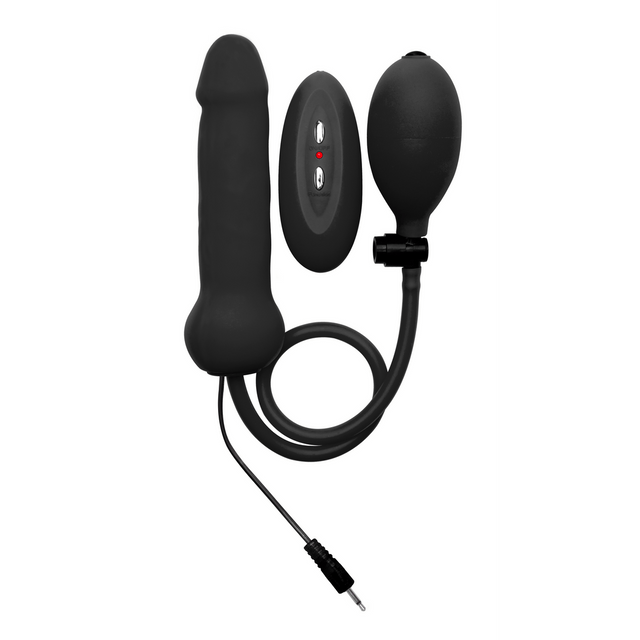 Dildo Ouch aufblasbar mit Vibration aus Silikon Schwarz Ø 4,6 cm