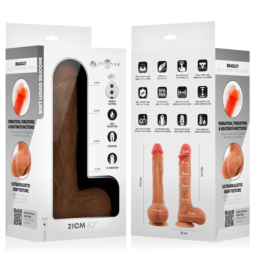 Dildo Bradley aus Silikon mit Vibration, Wärmefunktion und Fernbedienung 21 cm Ø 4,2 cm – Ansicht 10
