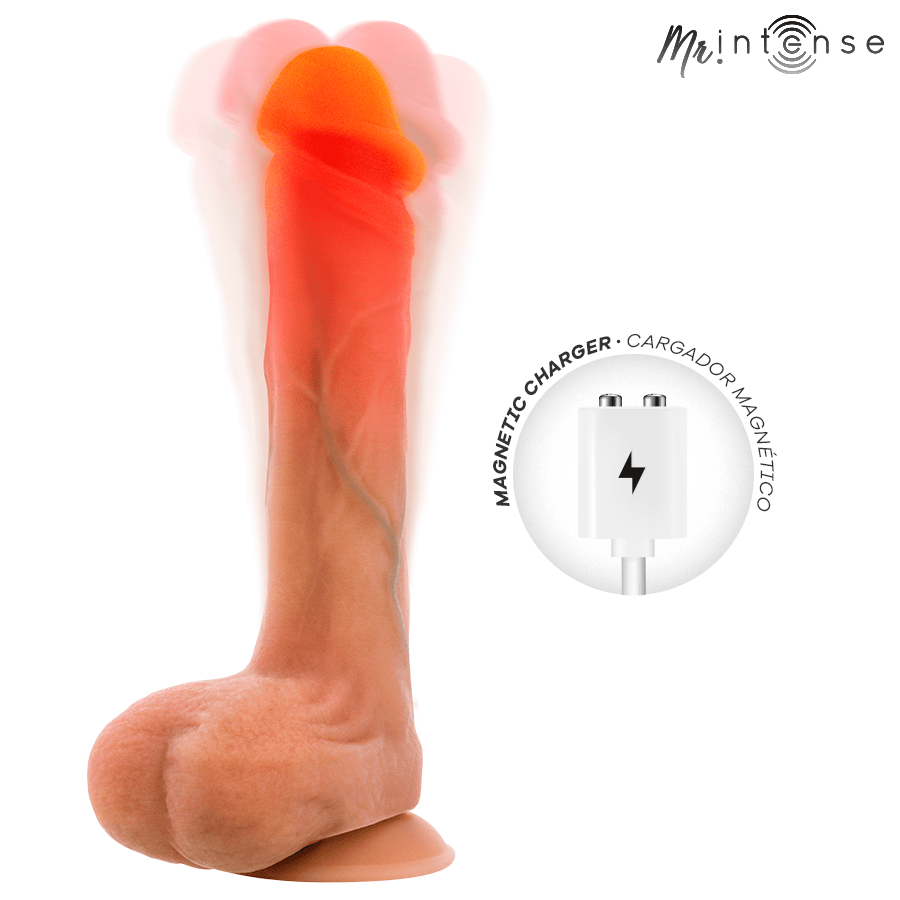 Dildo Bradley aus Silikon mit Vibration, Wärmefunktion und Fernbedienung 21 cm Ø 4,2 cm – Ansicht 2