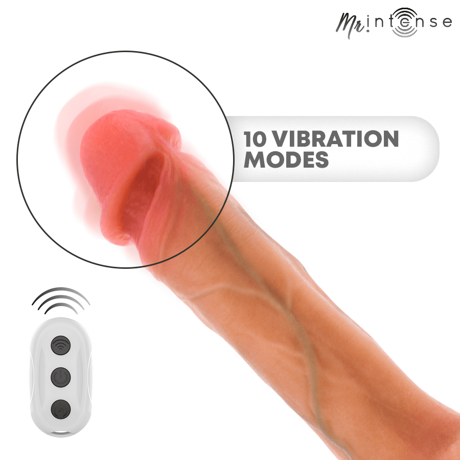 Dildo Bradley aus Silikon mit Vibration, Wärmefunktion und Fernbedienung 21 cm Ø 4,2 cm – Ansicht 8