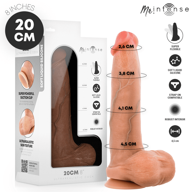 Dildo Bruce M aus Silikon mit Hoden 20 cm Ø 4,5 cm