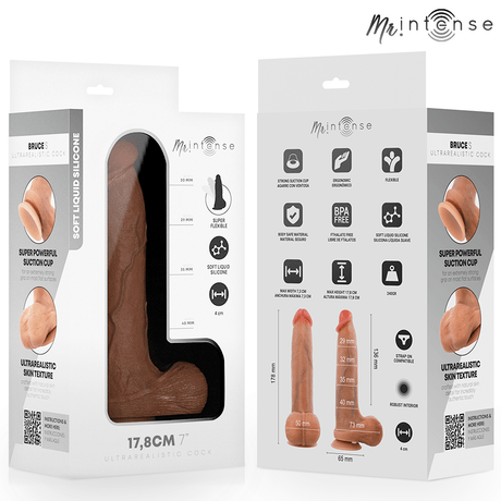 Dildo Bruce S aus Silikon mit Hoden 17,8 cm Ø 4 cm