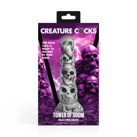 Dildo Creature Cocks Tower of Doom Totenköpfe Silikon Grau 15,2 x Ø 5 cm – Ansicht 3