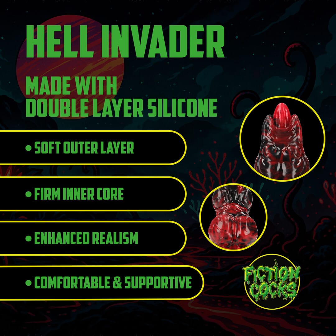 Dildo Hell Invader aus Silikon Schwarz-Rot 19 x Ø 6 cm – Ansicht 3