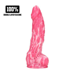 Dildo Imp Demon aus Silikon Rosa-Weiß 18,5 x Ø 5 cm