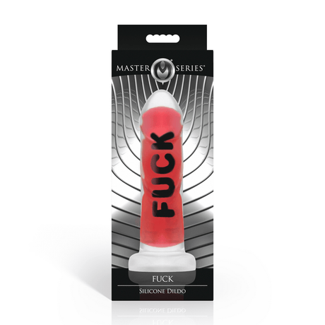 Dildo Master Series Fuck mit Schriftzug Silikon Rot 17,3 x Ø 4,6 cm – Ansicht 3