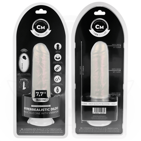 Dildo mit Saugnäpfen Lichtern und Vibration mit Fernbedienung Weiss Weiß 19,5 cm