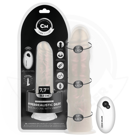 Dildo mit Saugnäpfen Lichtern und Vibration mit Fernbedienung Weiss Weiß 19,5 cm