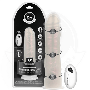 Dildo mit Saugnäpfen Lichtern und Vibration mit Fernbedienung Weiss Weiß 20,5 cm