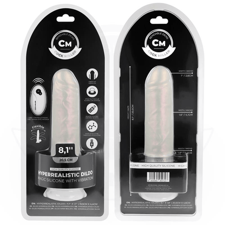 Dildo mit Saugnäpfen Lichtern und Vibration mit Fernbedienung Weiss Weiß 20,5 cm