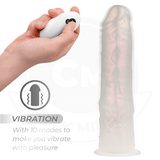 Dildo mit Saugnäpfen Lichtern und Vibration mit Fernbedienung Weiss Weiß 21,5 cm