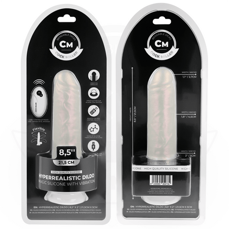 Dildo mit Saugnäpfen Lichtern und Vibration mit Fernbedienung Weiss Weiß 21,5 cm