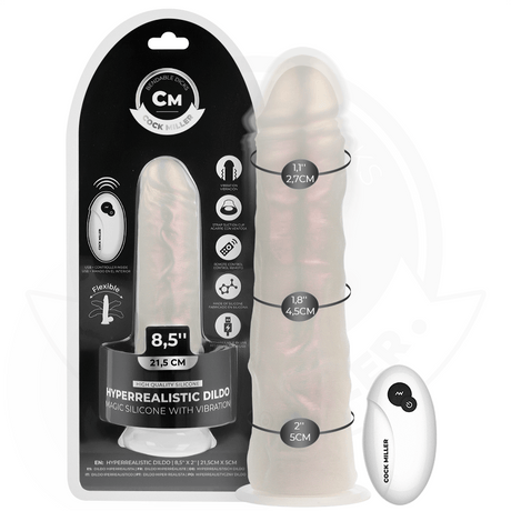 Dildo mit Saugnäpfen Lichtern und Vibration mit Fernbedienung Weiss Weiß 21,5 cm