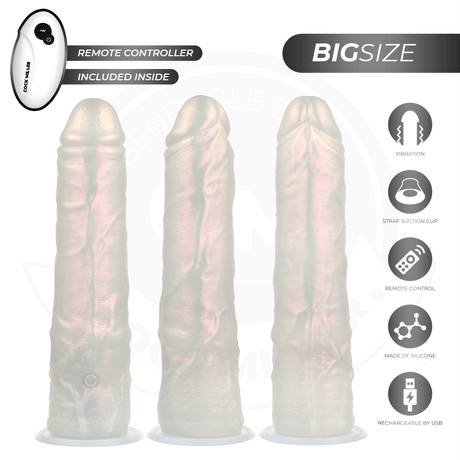 Dildo mit Saugnäpfen Lichtern und Vibration mit Fernbedienung Weiss Weiß 21,5 cm