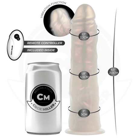 Dildo mit Saugnäpfen Lichtern und Vibration mit Fernbedienung Weiss Weiß 21,5 cm