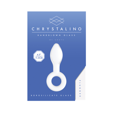 Analplug Plugger Glas mit Ring Weiß 6,6 x Ø 3 cm – Ansicht 3