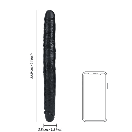 Dildo Slim doppelendig Schwarz 35,6 x Ø 3,8 cm – Ansicht 6