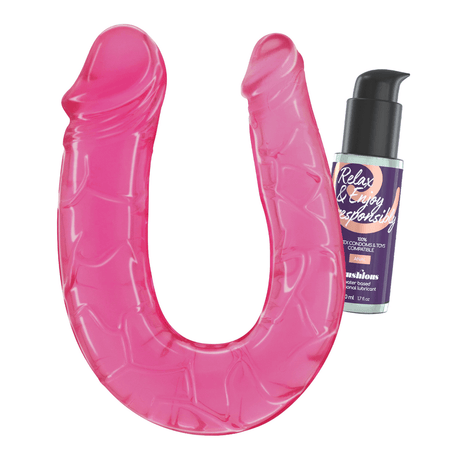 Doppeldildo Deep Diver mit Anal-Gleitgel 50 ml Pink 10,5 x Ø 3,2 cm