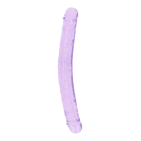 Doppeldildo RealRock Crystal Clear durchscheinend TPE Violett 34 x Ø 3,5 cm