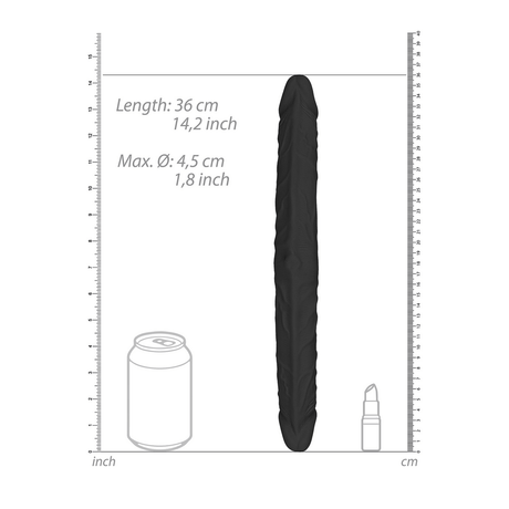 Doppeldildo RealRock Double Dong realistisch TPE Schwarz 35,6 x Ø 4,5 cm – Ansicht 6