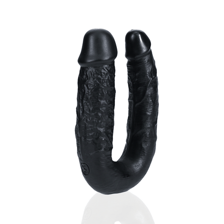 Doppeldildo RealRock U-Form realistisch mit Saugfuß PVC Schwarz 12,7 x Ø 3,2 cm