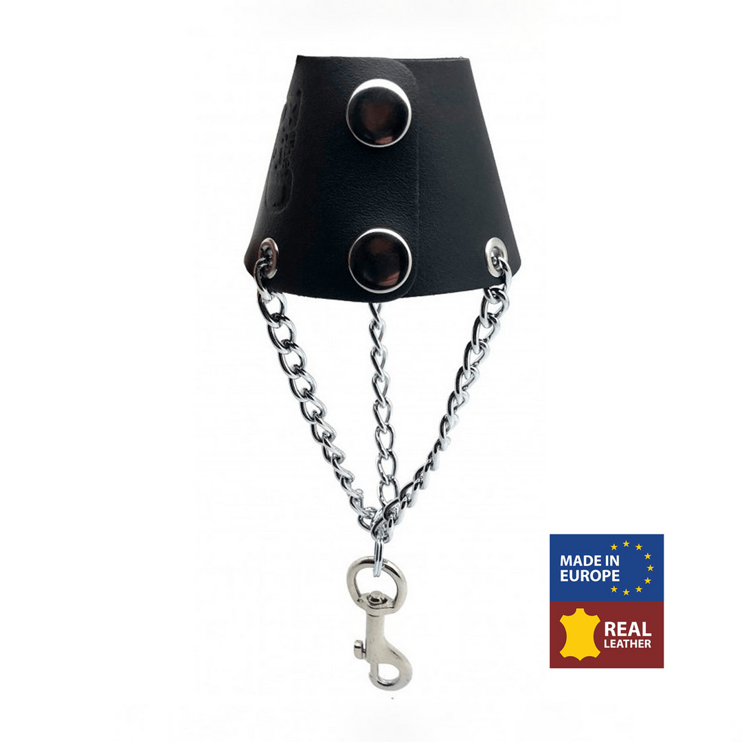 Fallschirm aus Leder mit Ketten Schwarz 5,5 x 3,2 cm