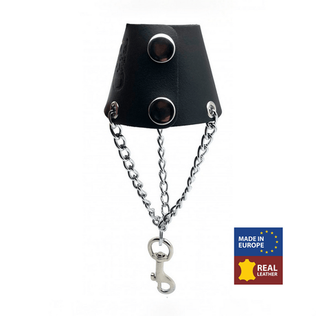 Fallschirm aus Leder mit Ketten Schwarz 5,5 x 3,2 cm