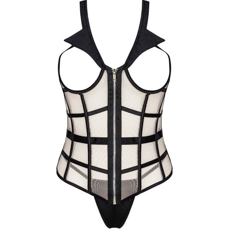 Korsett Laura mit offenen Cups und String Schwarz L/XL – Ansicht 3