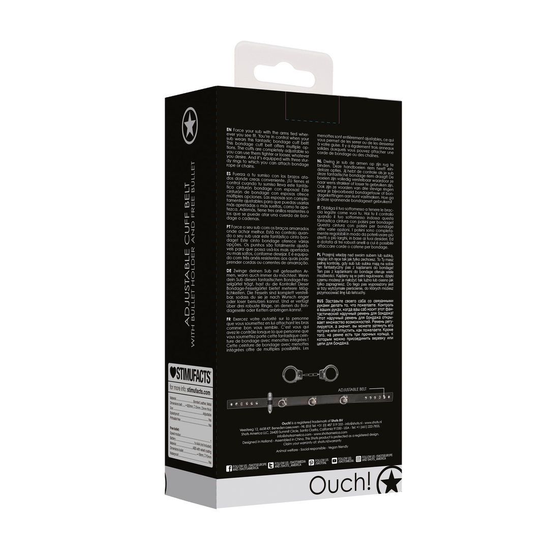 Fesselgürtel Ouch mit Handschellen und Bullet Schwarz 103 cm – Ansicht 3