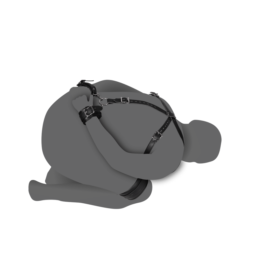 Fesselharness Ouch mit Hand- und Oberschenkelfesseln Schwarz 63,5 cm – Ansicht 4