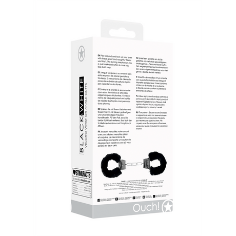 Fesseln Ouch für Hand oder Fuß Black and White mit Klettverschluss 33 cm Schwarz – Ansicht 3