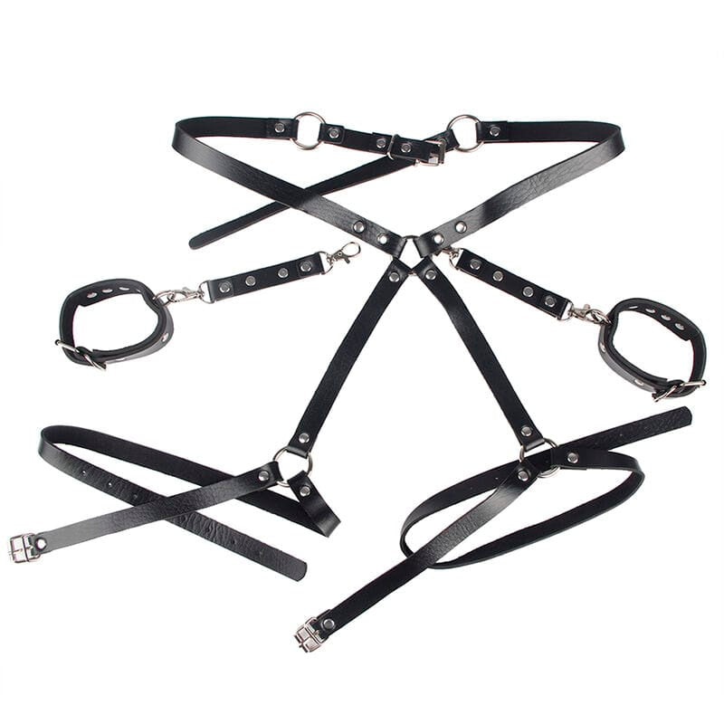 Fesselset 953690 Handschellen mit Bondage-Gürtel Schwarz Eine