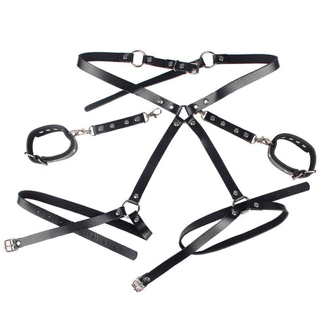 Fesselset 953690 Handschellen mit Bondage-Gürtel Schwarz Eine
