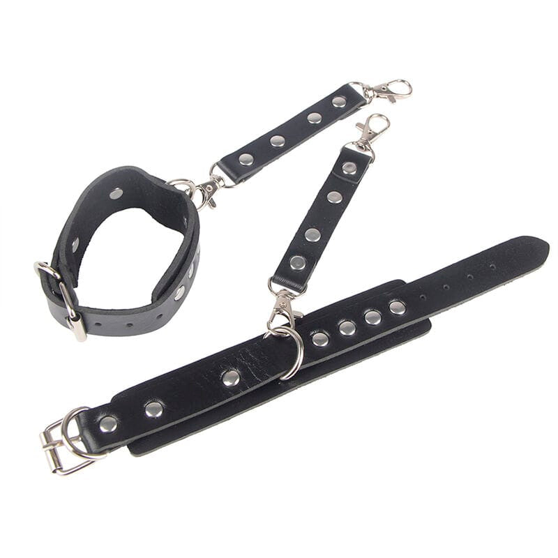 Fesselset 953690 Handschellen mit Bondage-Gürtel Schwarz Eine