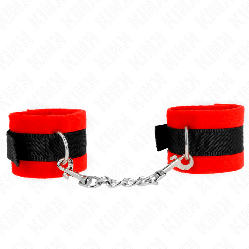 Fesselset Beginner Pelzhandmanschetten Schwarz-Rot – Ansicht 2