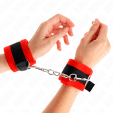 Fesselset Beginner Pelzhandmanschetten Schwarz-Rot