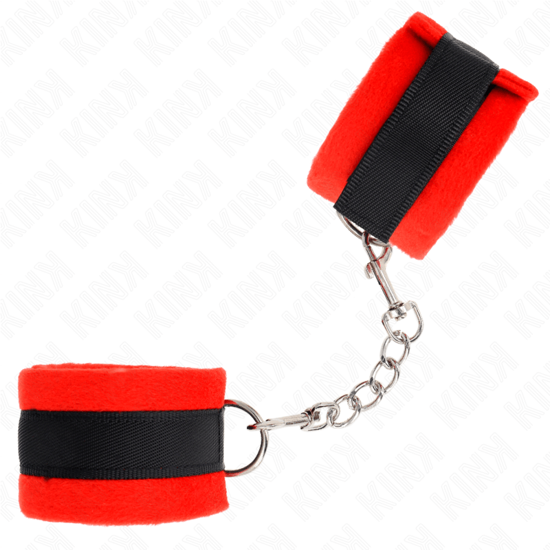 Fesselset Beginner Pelzhandmanschetten Schwarz-Rot – Ansicht 3