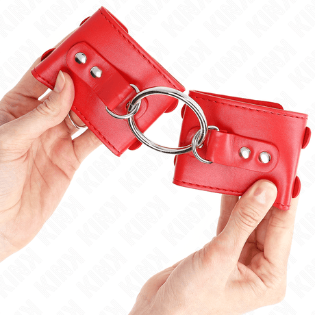 Fesselset Feste Handgelenkfesseln mit Ring und Nieten Verstellbar Rot 17- x