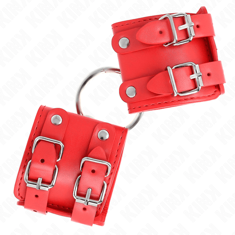 Fesselset Feste Handgelenkfesseln mit Ring und Nieten Verstellbar Rot 17- x