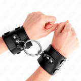 Fesselset Feste Handgelenkfesseln mit Ring und Nieten Verstellbar Schwarz 17 cm