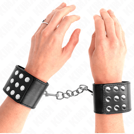 Fesselset Handgelenkfesseln mit Druckverschluss Schwarz Verstellbar 19 cm