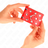 Fesselset Handgelenkfesseln mit Druckverschluss Voller Nieten Rot Verstellbar 19 cm – Ansicht 4