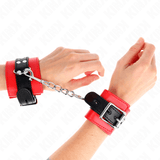 Fesselset Handgelenkfesseln Rot mit Schwarzem Gürtel Verstellbar 17 cm
