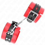 Fesselset Handgelenkfesseln Rot mit Schwarzem Gürtel Verstellbar 17 cm – Ansicht 3