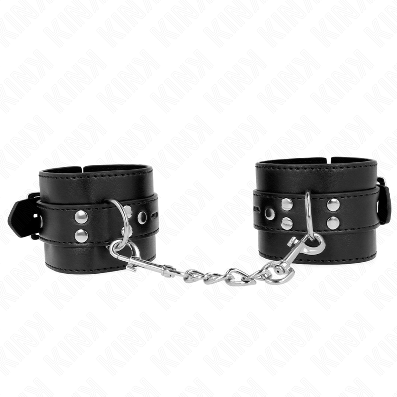 Fesselset Handgelenkfesseln Schwarz mit Schwarzem Gürtel Verstellbar 17 cm – Ansicht 2