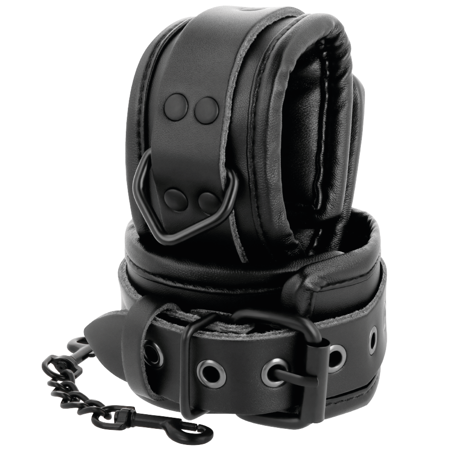 Fesselset Handschellen und Kragen aus schwarzem Leder – Ansicht 3